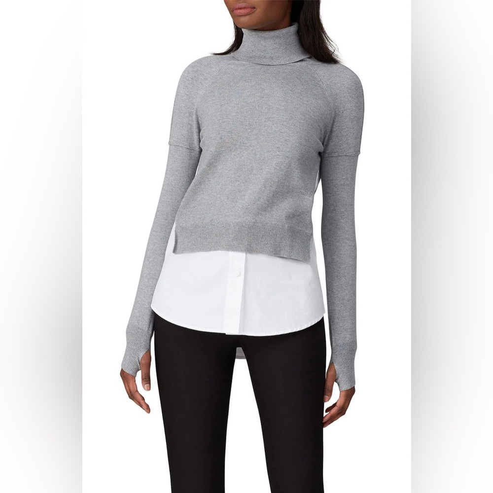 KF/KAUFMANFRANCO COLLECTIVE GREY KNIT INSET SWEATER